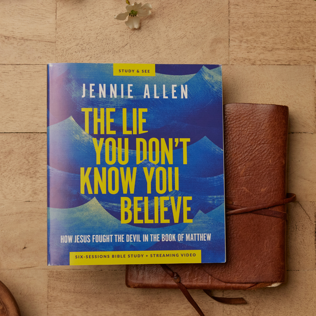 The Lie You Don't Know You Believe study guide beside leather journal