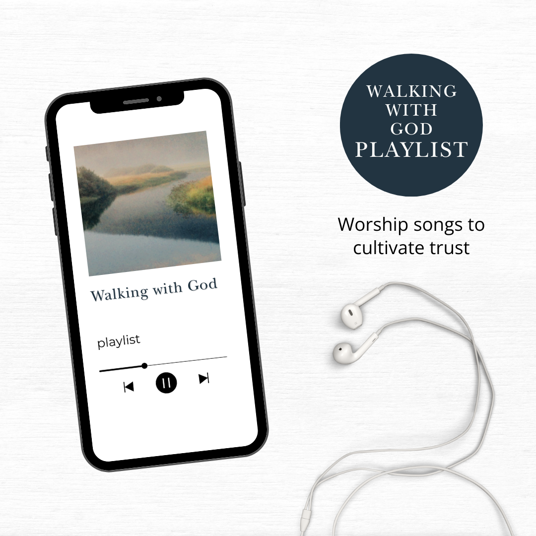relaxed walking with God playlist iphone and earbuds