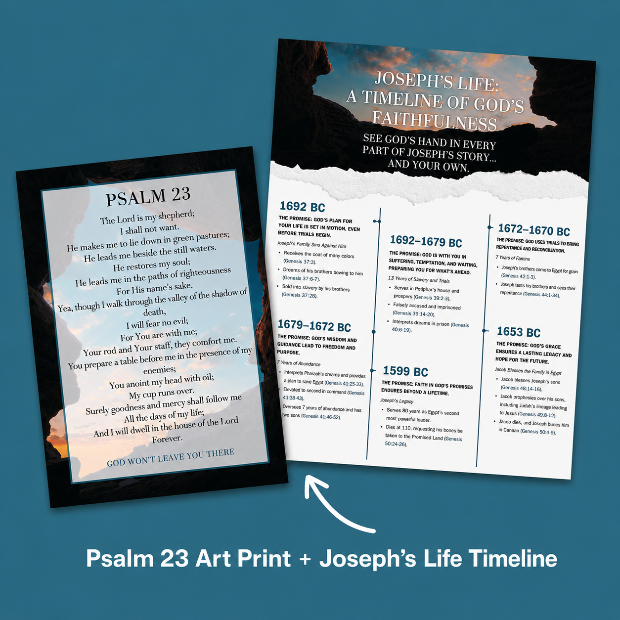 Psalm 23 Art Print and Joseph Life Timeline
